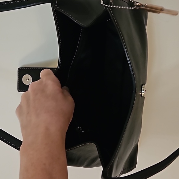 VTG FOSSIL Y2k Black Leather Shoulder Bag - Picture 8 of 10